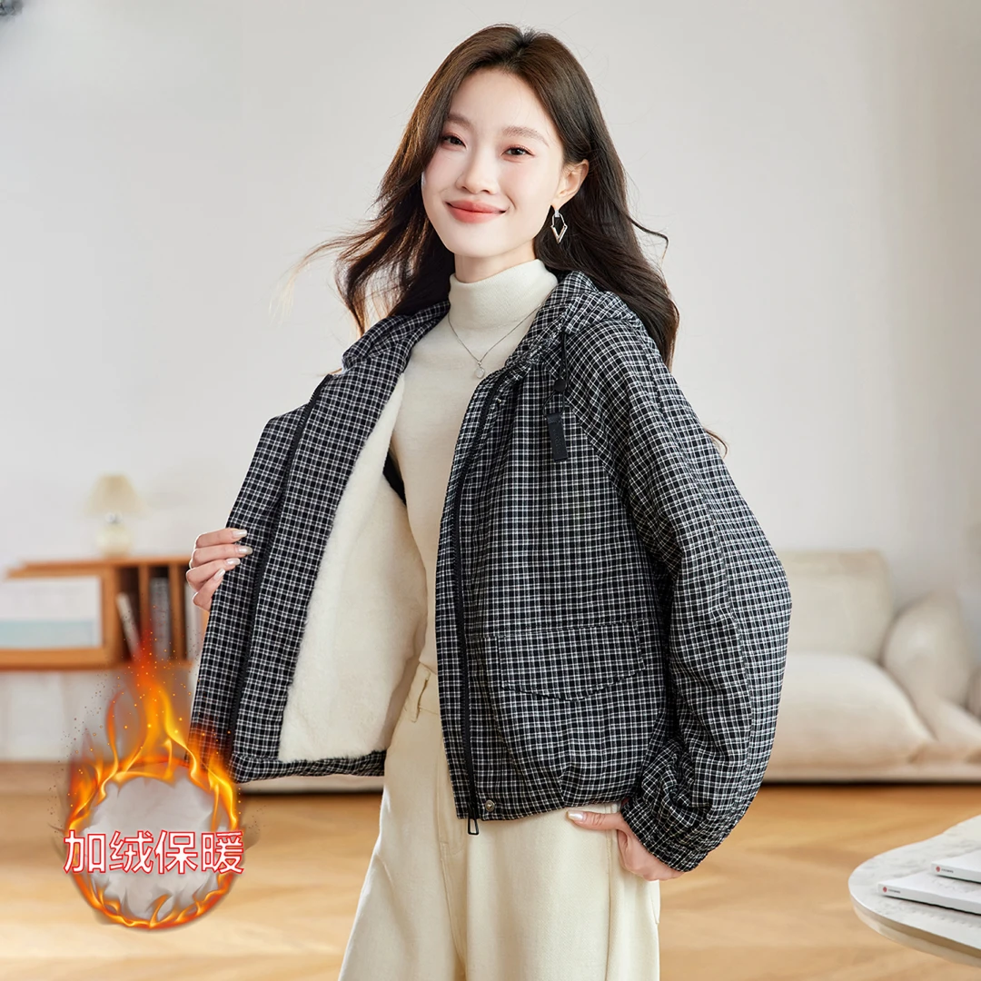 加绒加厚派克棉服女短款2025秋冬新款时尚洋气小个子休闲棉衣外套