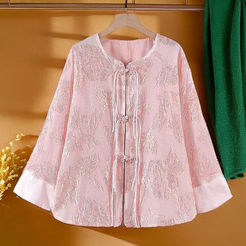 新中式七分袖重磅提花夏款显瘦防晒外套上衣2025新款原创正品