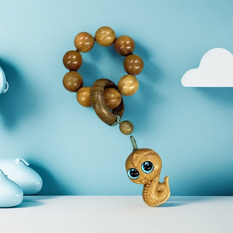 小萌蛇 绿檀木1.2cm 手把件 盘玩件