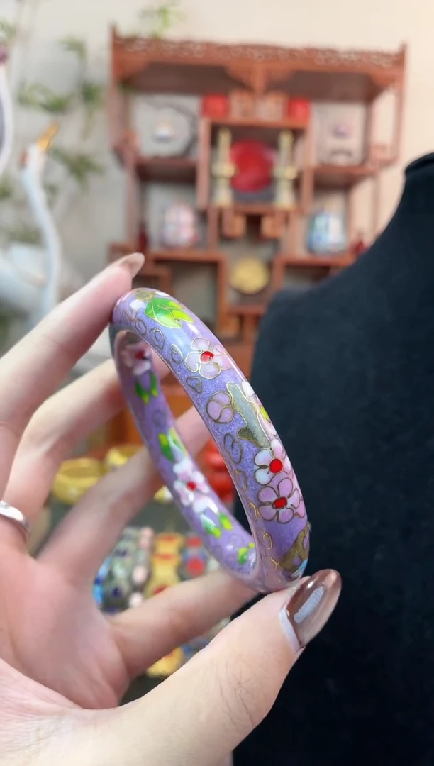 非遗手工景泰蓝镯子紫色