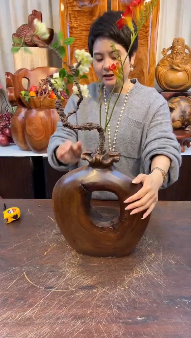 【闪购商品】香樟木实木创意花器