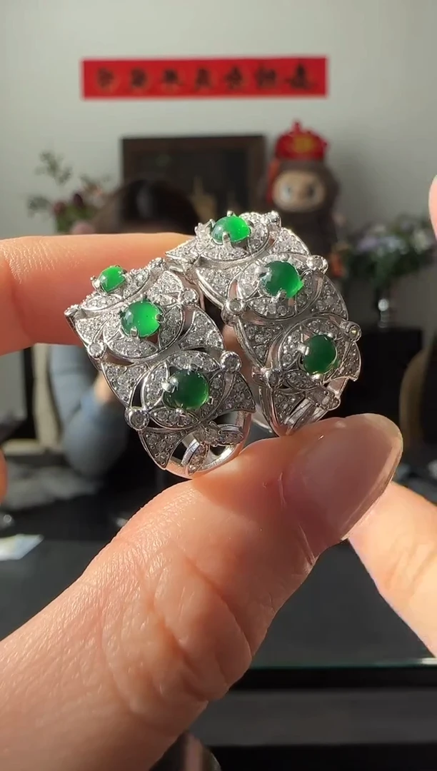 【闪购商品】翡翠戒指银S925镶嵌戒指  多样性发其一