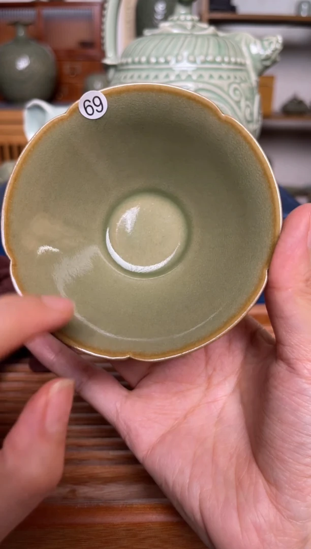 【闪购商品】其他69纯手工秘色葵口薄胎斗笠盏