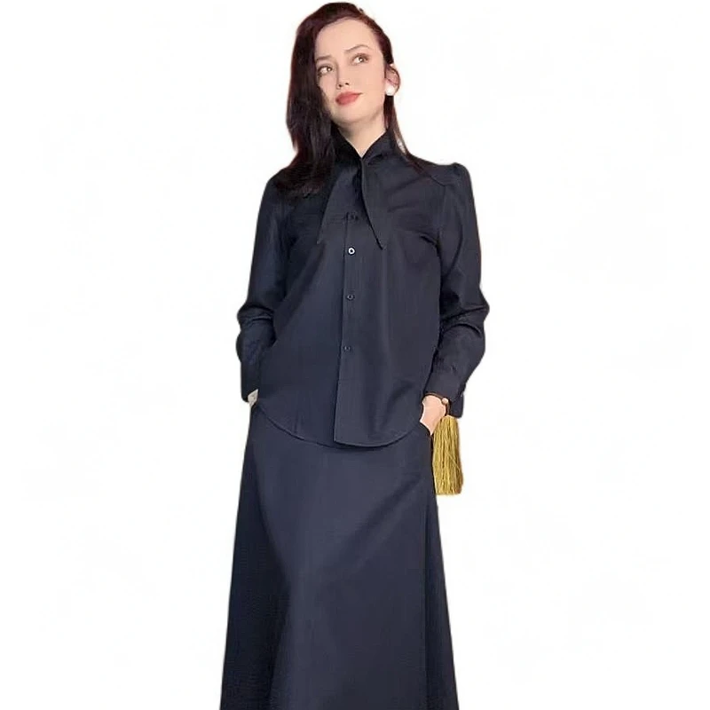 复古气质收腰显瘦西装外套女2025年春秋季高腰伞裙半身裙子两件套