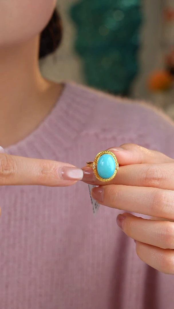 【闪购商品】绿松石戒指18K金镶嵌1