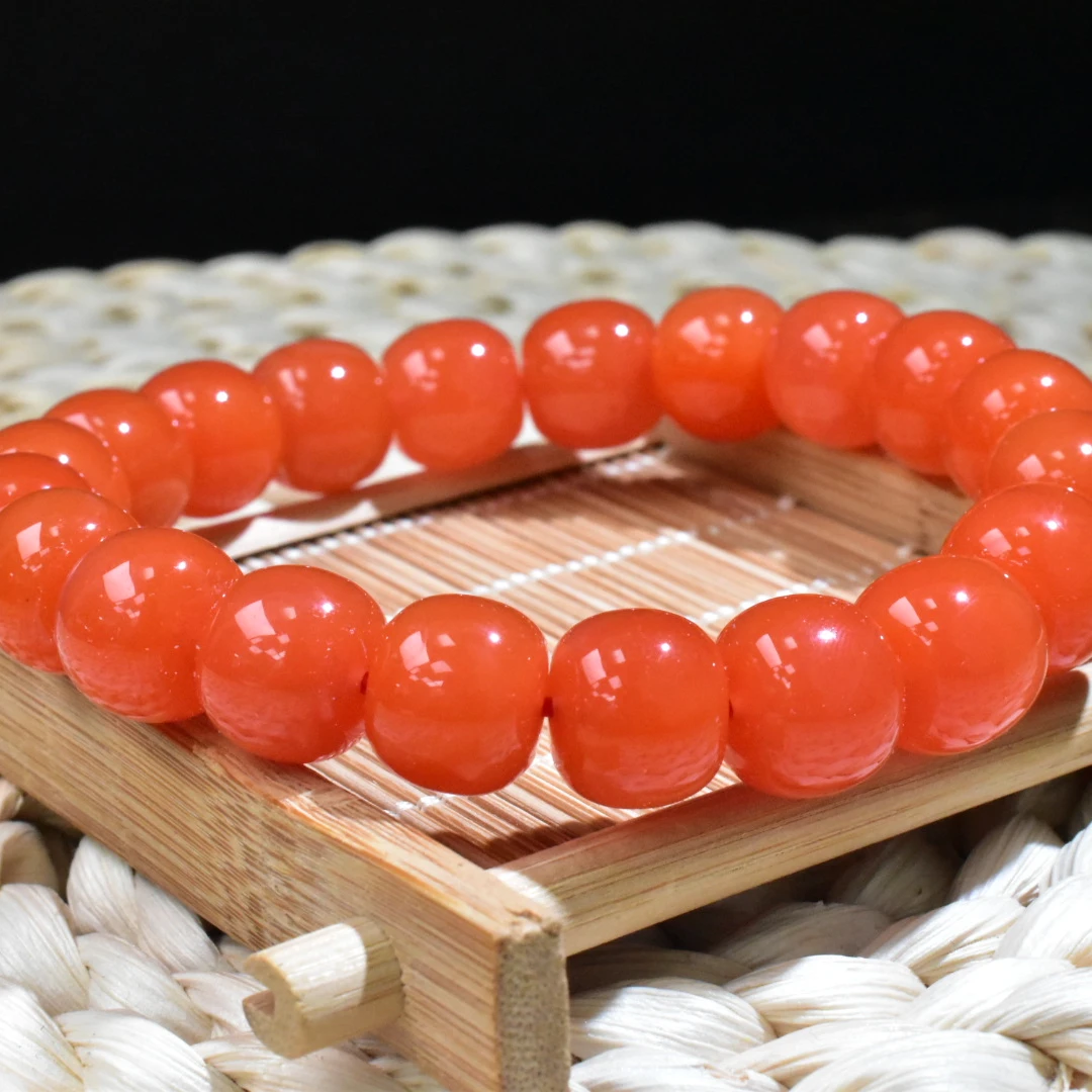 【一九珠宝】高品卡11mm南红保山杨柳老型亮光手串  YJ1208