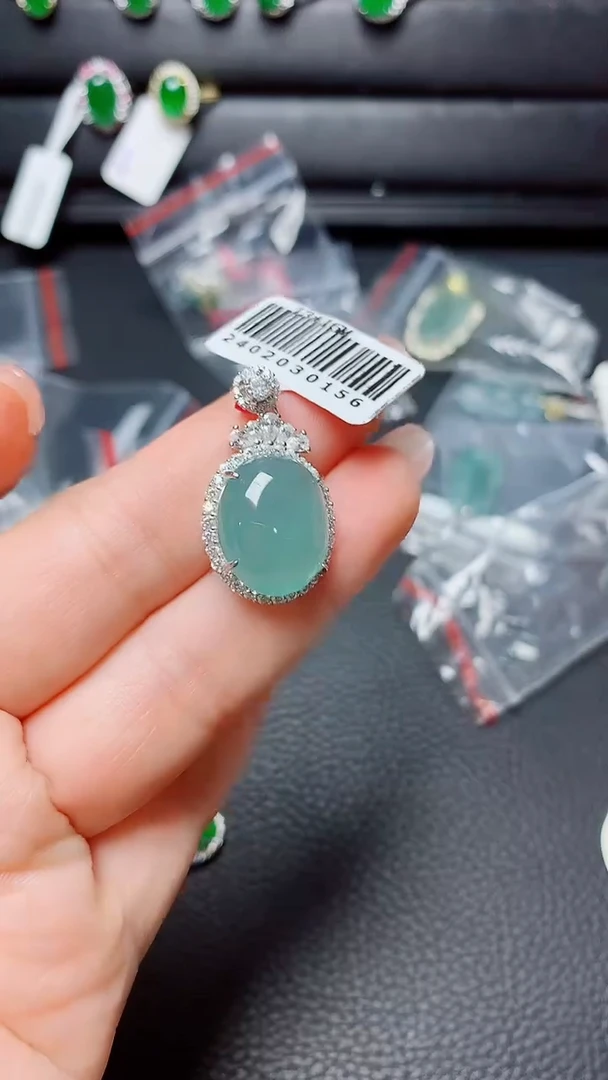 银S925镶嵌戒指翡翠 天然翡翠A货s925银镶