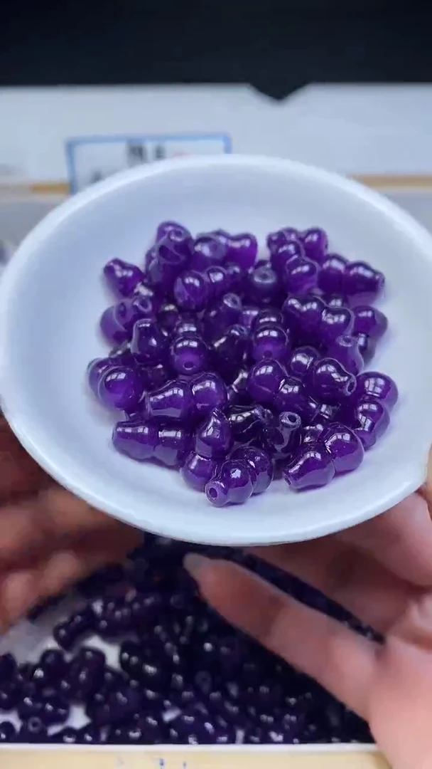 未镶嵌散珠玛瑙/玉髓E770 紫 具 来玛瑙大葫芦14*8mm8颗6.8元