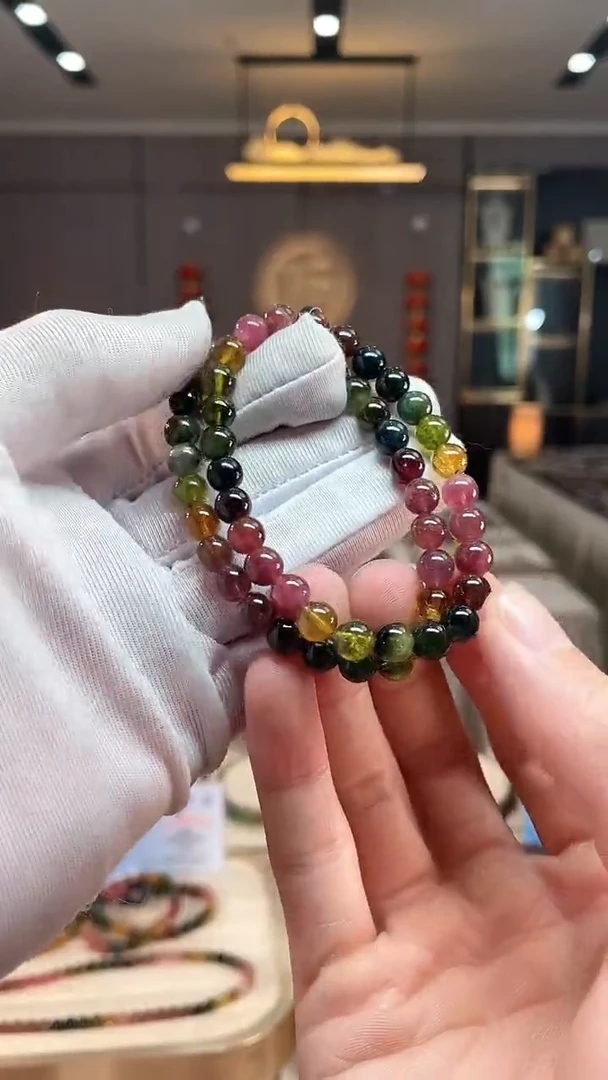 未镶嵌老矿碧玺彩虹单圈手串6mm+碧玺（多样性发一条） xion