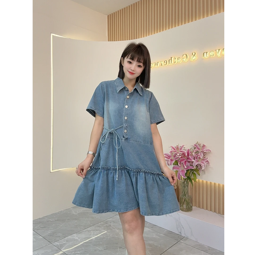 【鑫焱甄选】2025新款水洗软牛仔收腰连衣裙面料柔软夏天必备