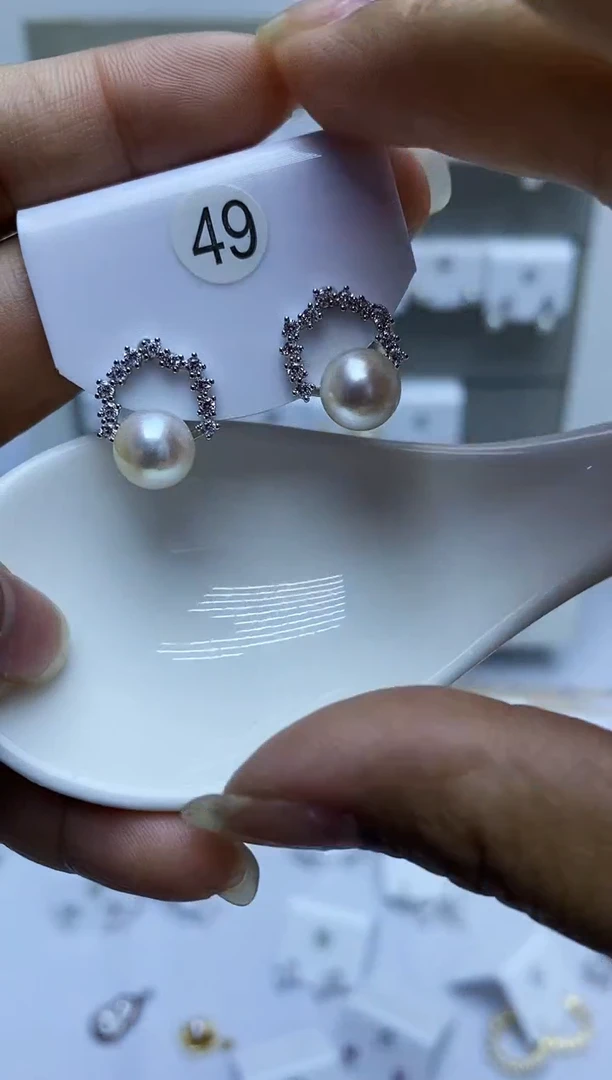 银S925镶嵌耳饰海水珍珠49