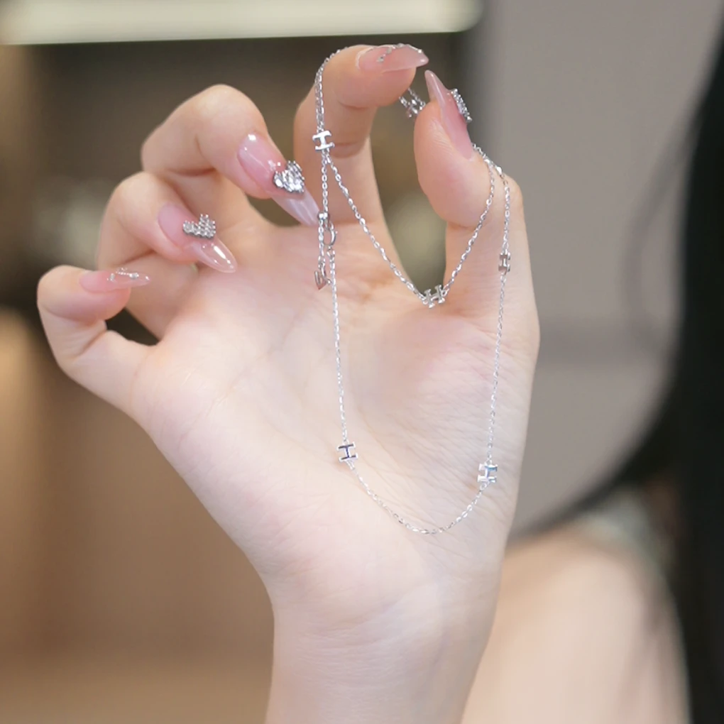 坠链均925银 轻奢甜美项链 8019