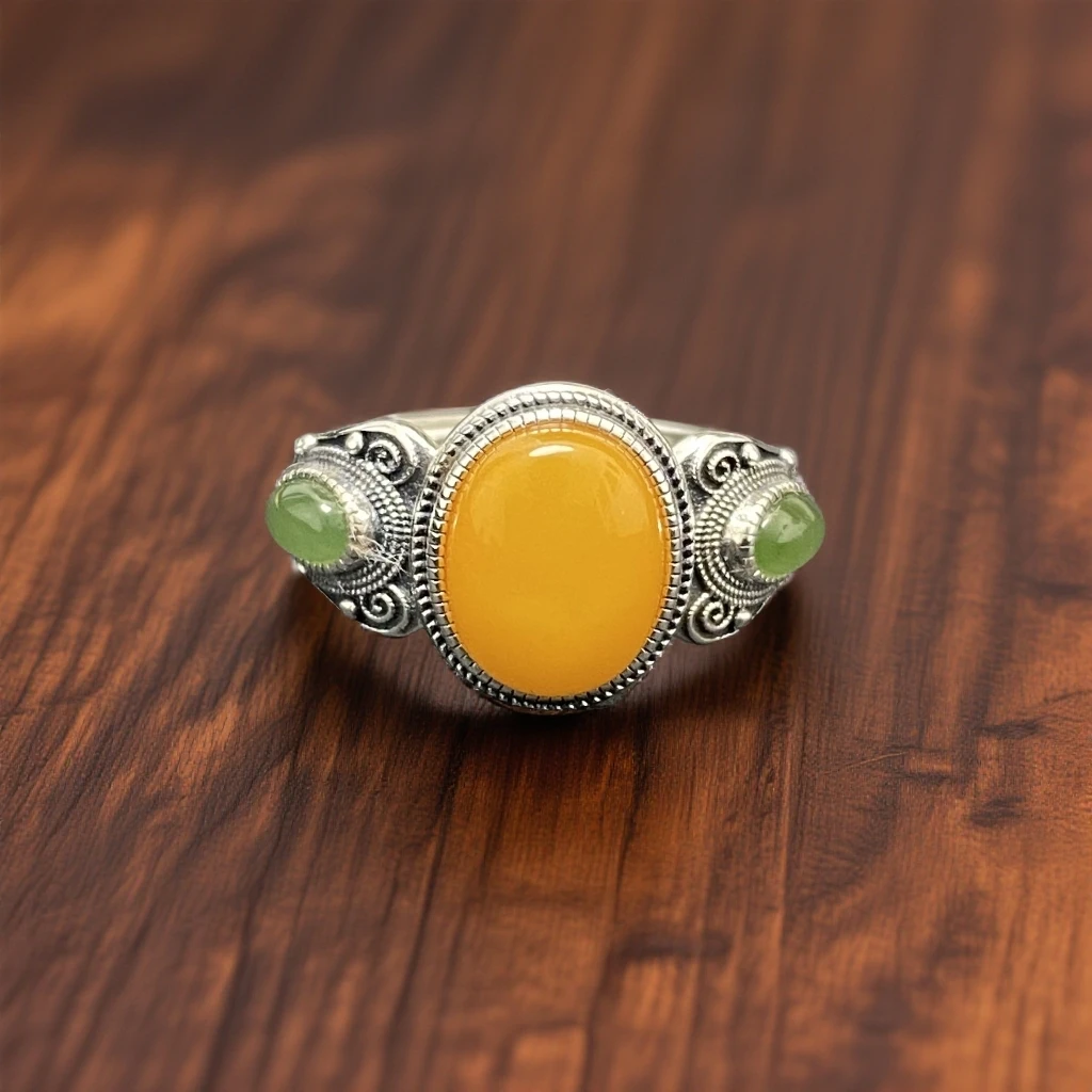 925银戒指 民族风镶嵌戒指 JZ00844