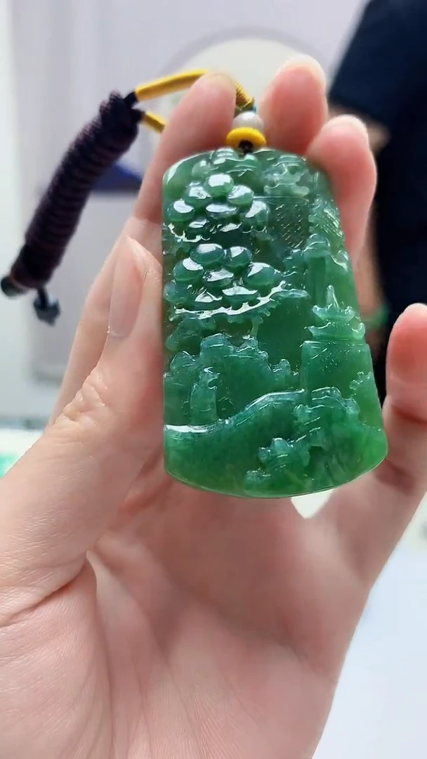 定制翡翠未镶嵌4688zm-毛货挂件54山水