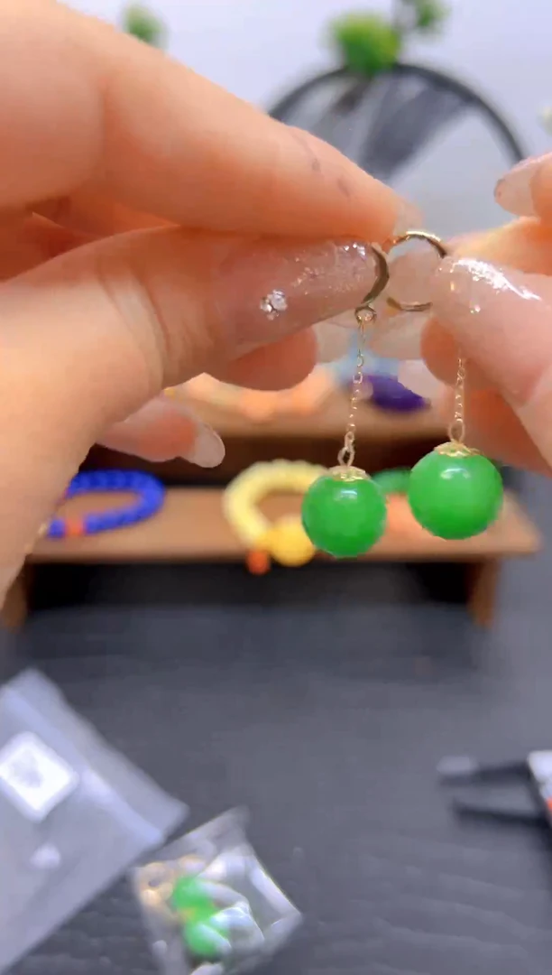 【闪购商品】翡翠耳饰14K金镶嵌Diy耳饰E00