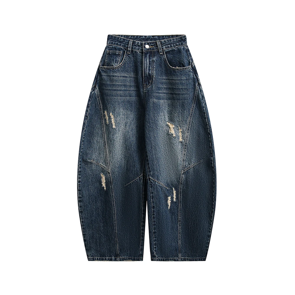 Dehz25SS“蓝月弯刀”复古春季慵懒风水洗牛仔裤宽松裤子男女长裤