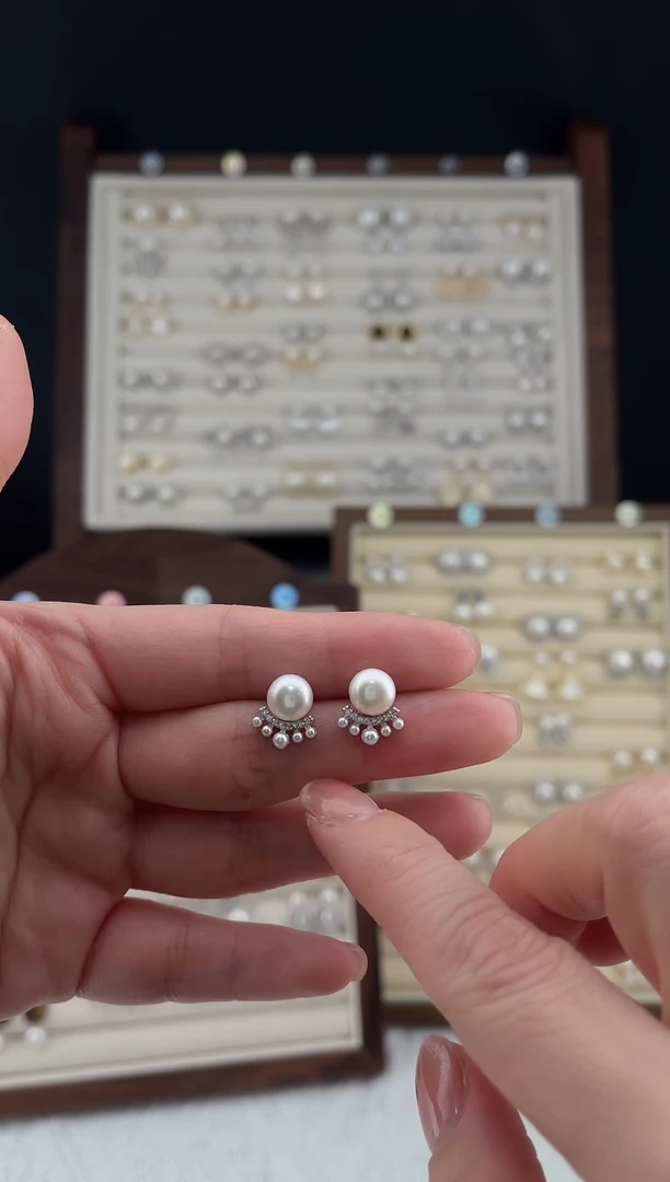 合金耳饰淡水珍珠32 金银色下单备注