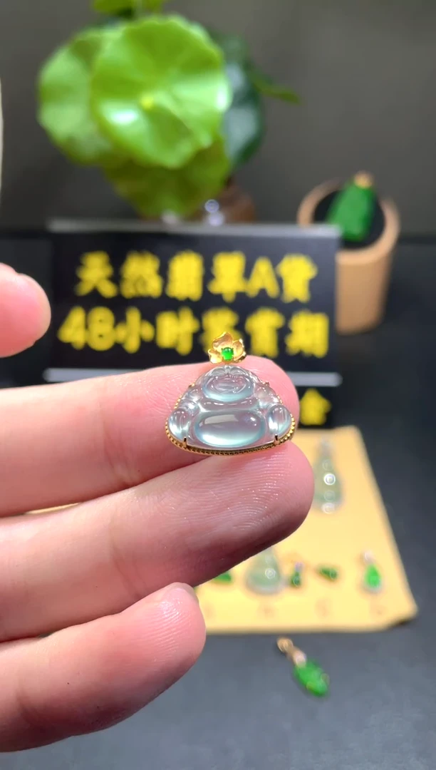 颈饰18K金镶嵌翡翠翡翠A货