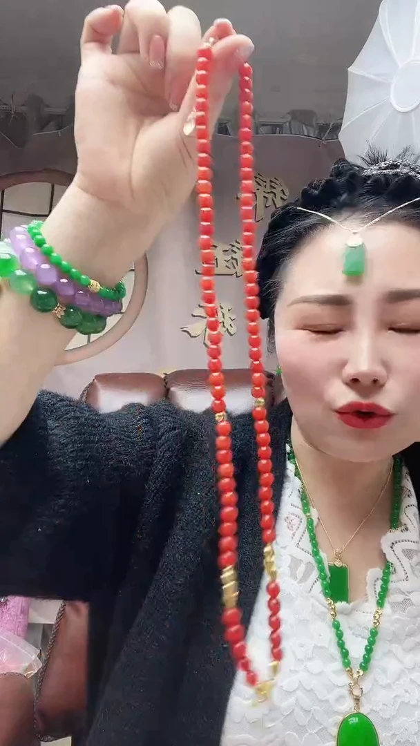 【闪购商品】翡翠颈饰14K金镶嵌红翡卡6万能链