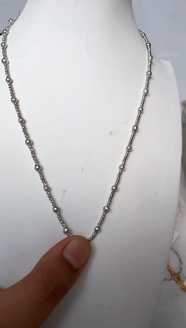 海水珍珠银S925镶嵌颈饰项链