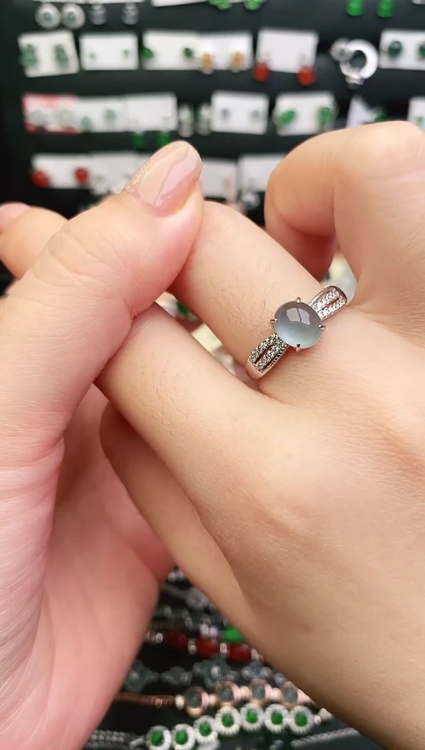 银S925镶嵌戒指翡翠0