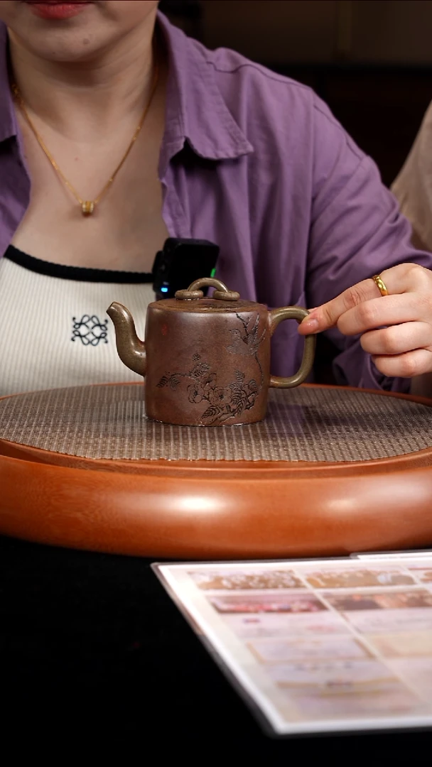 茶壶紫砂【F016】双圈喜上枝头宜兴紫砂JLY