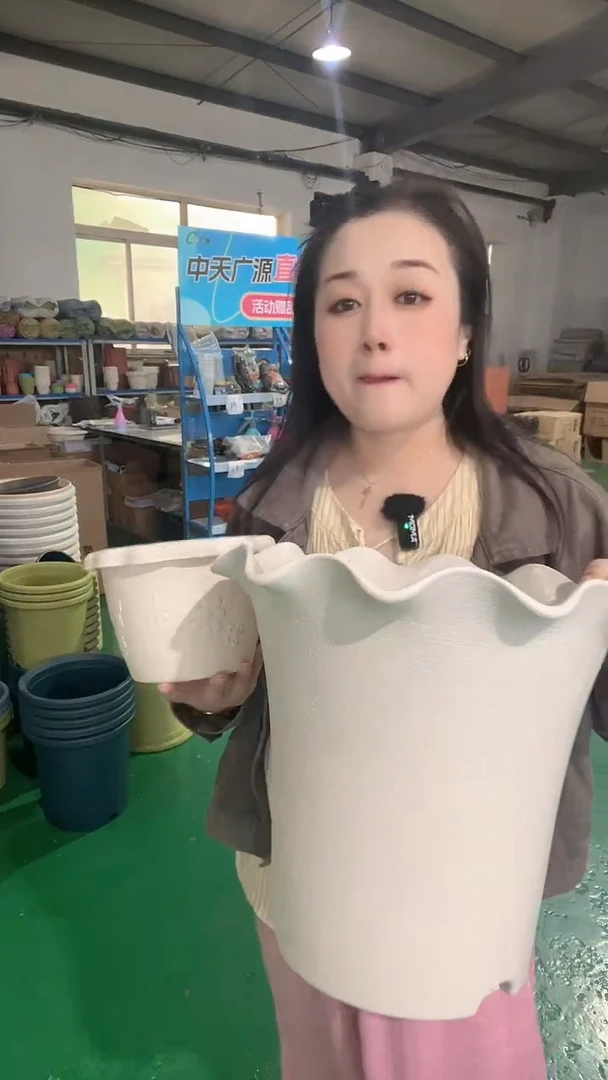 荷叶边5005型号三个带托盘米白色