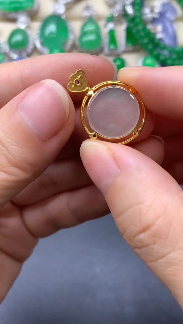 颈饰18K金镶嵌翡翠154-中国好珍宝