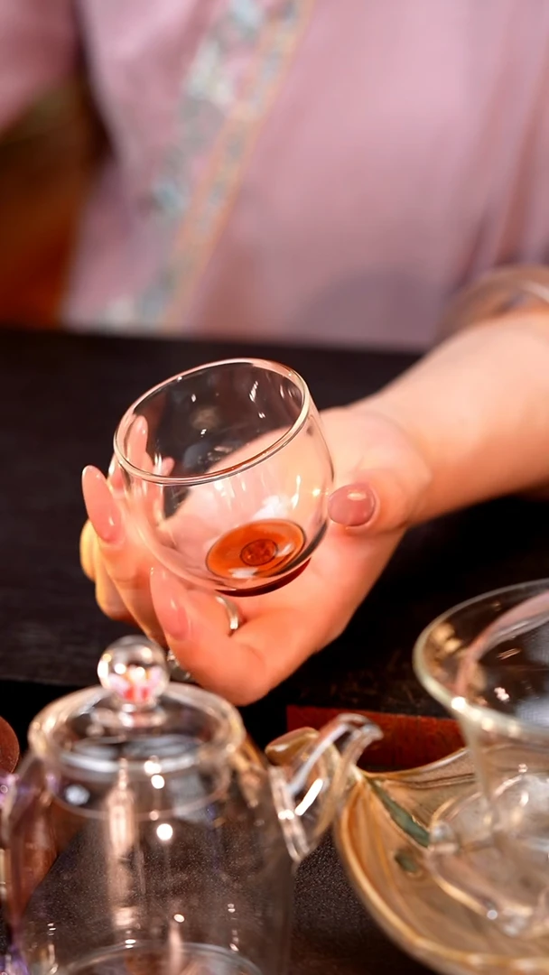 暗香疏影/圆融杯/手工彩璃窨底/琥珀