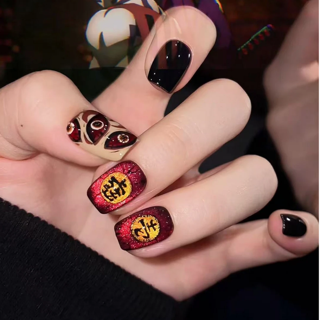 【黑死牟】纯手工美甲10片装  轻奢气质