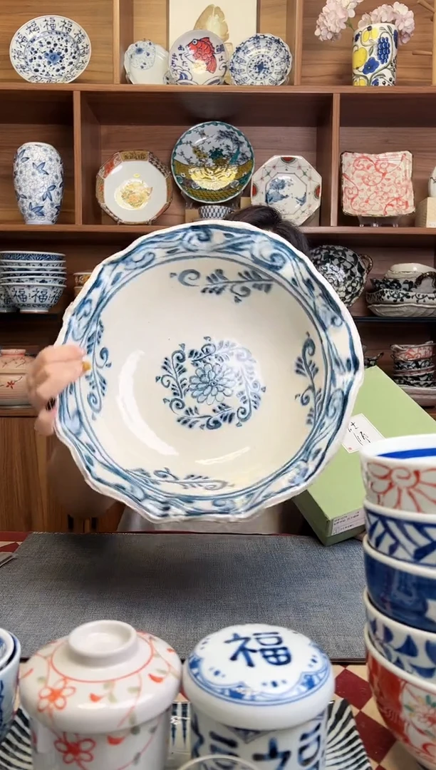 瓷片安南花纹丸尺钵30cm