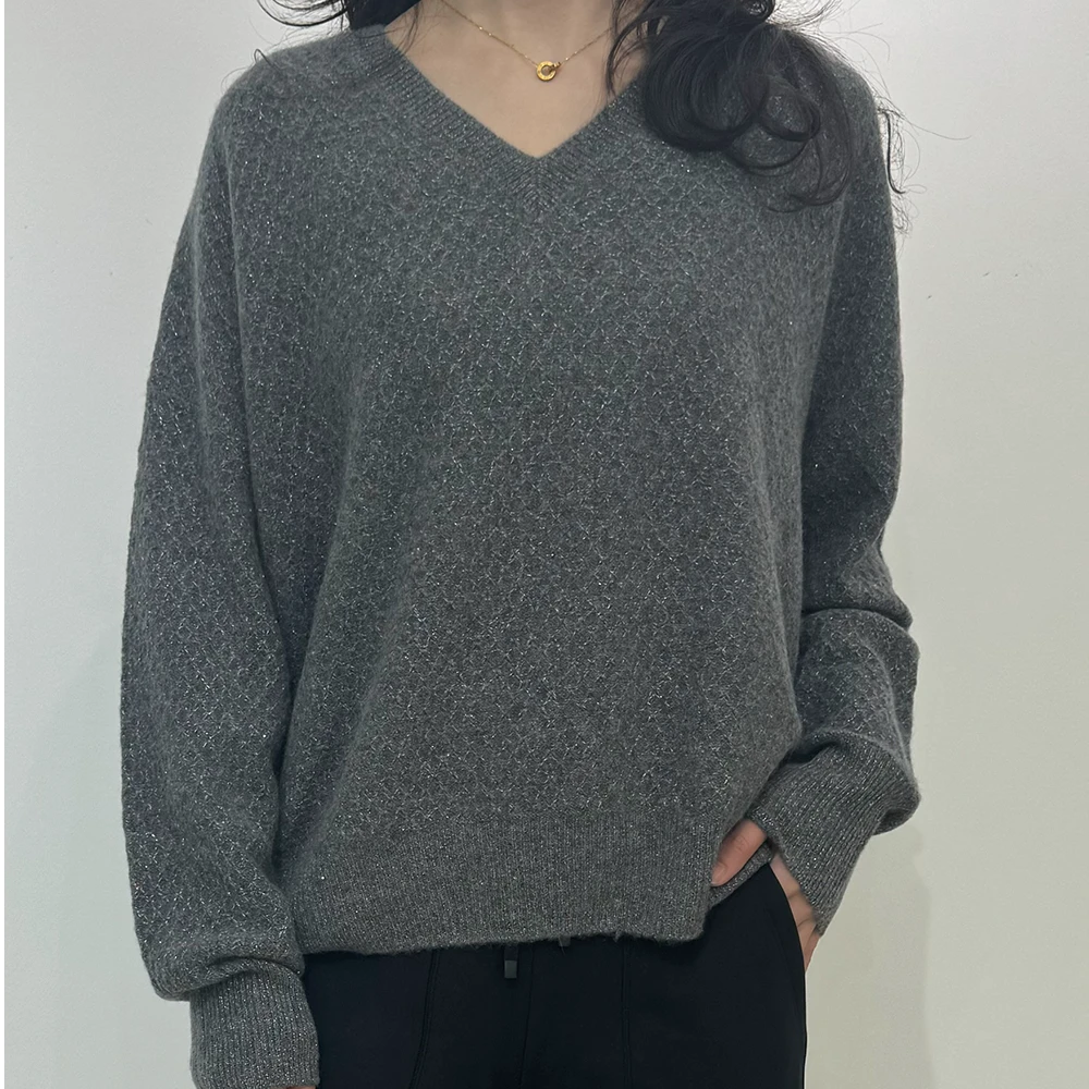 【秋冬上新】羊绒V领女套衫（TOPS531211）