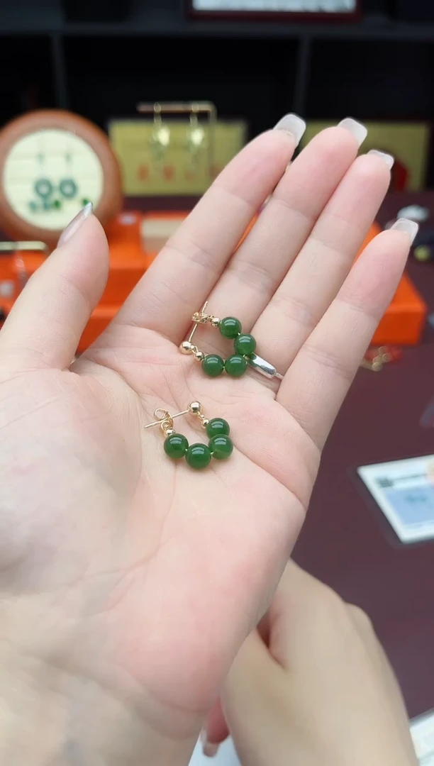 和田玉银S925镶嵌耳饰和田玉耳包