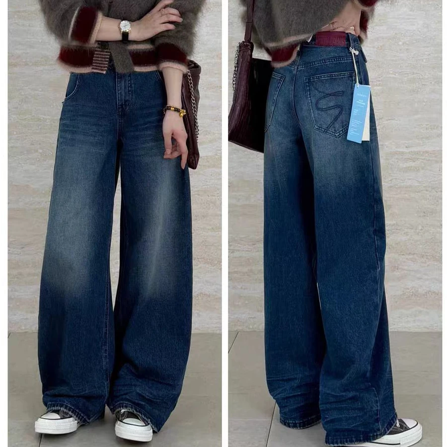 SU【608】花87 愫佩  风格弯刀裤牛仔裤秋冬厚磨毛柔软蓝标系列~