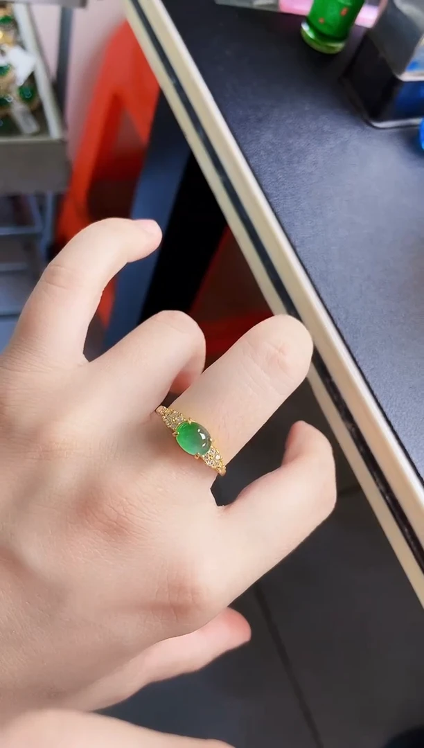 翡翠戒指银S925镶嵌56898