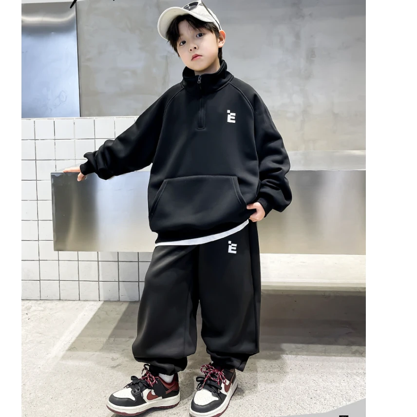 春秋男童常规春季男童潮流卫衣套装洋气加厚秋季男童童装组合帅气