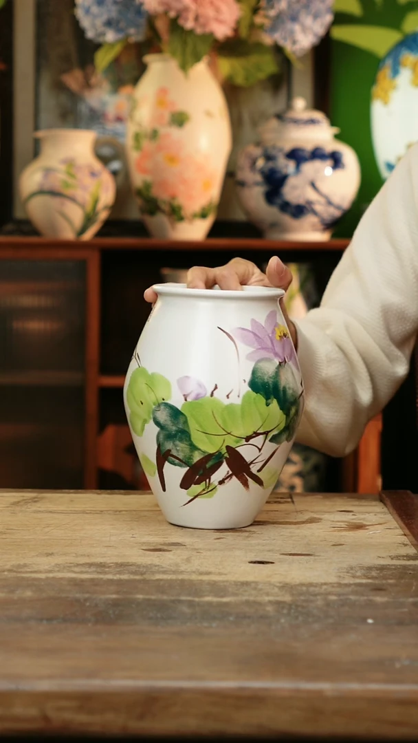 瓷片景德镇纯手工釉下彩精品花瓶