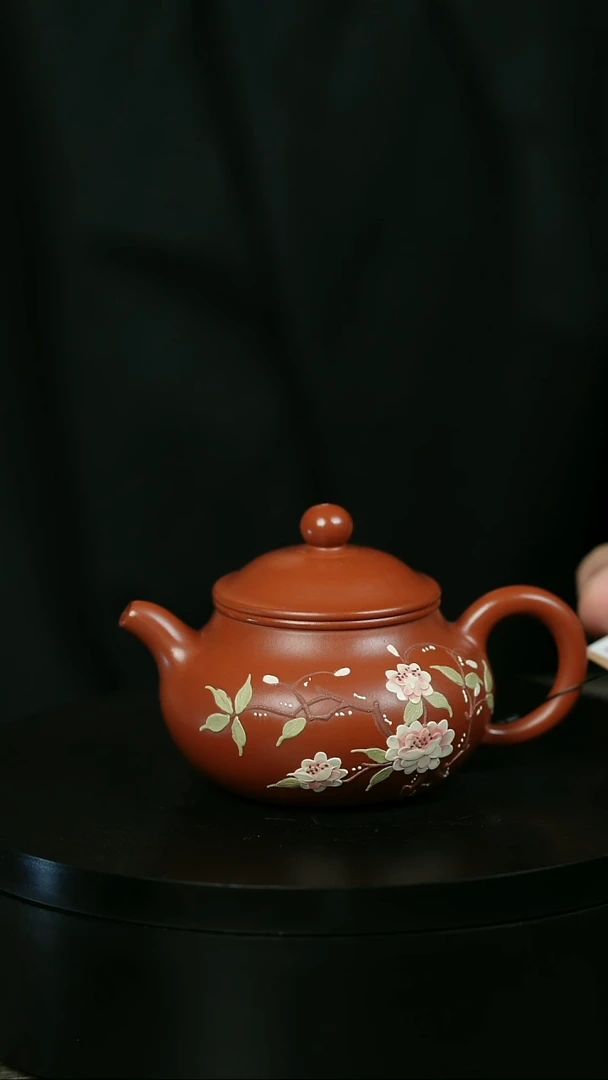 茶壶紫砂牛*H2237赵翠红朱泥堆绘潘壶