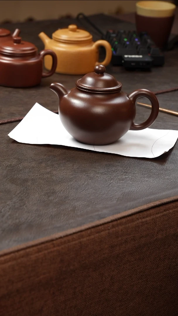 茶壶紫砂壶·21老紫泥掇球300cc