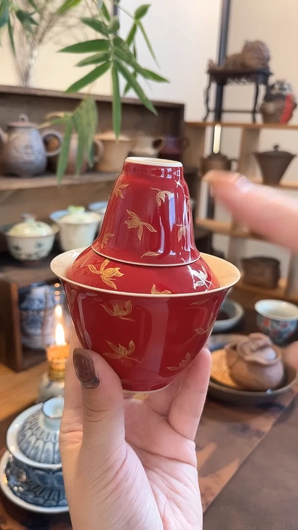 【闪购商品】其他郎红秋水兰花二才盖碗+杯
