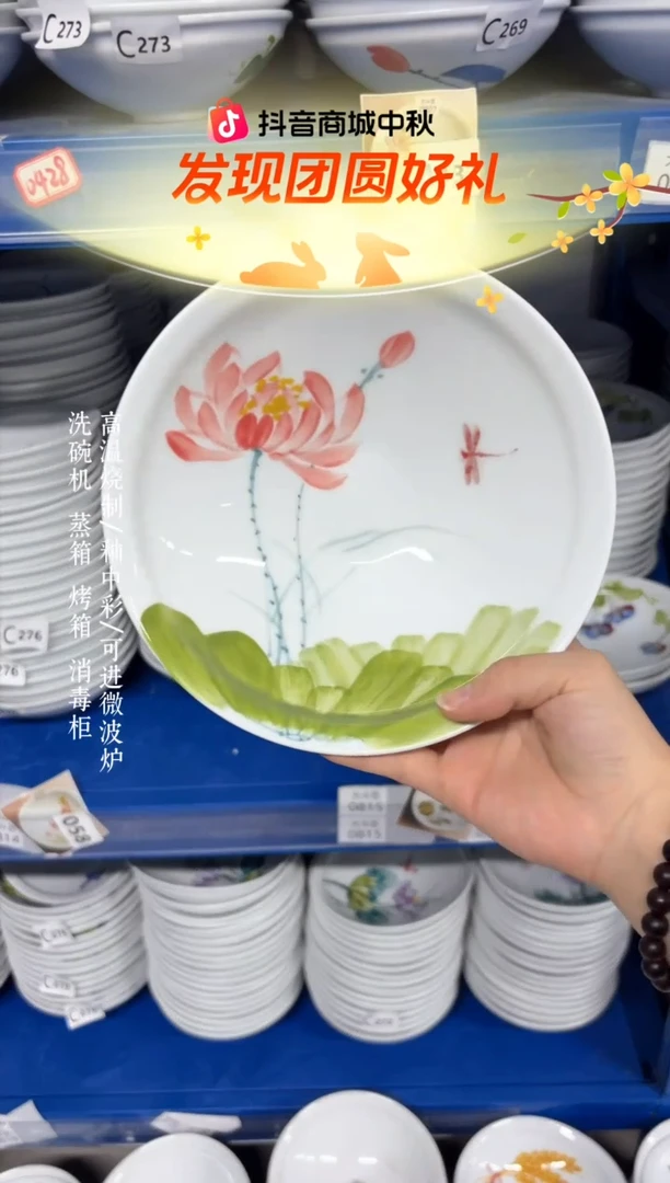 瓷片景德镇手绘釉中彩（食品级）大斗笠碗
