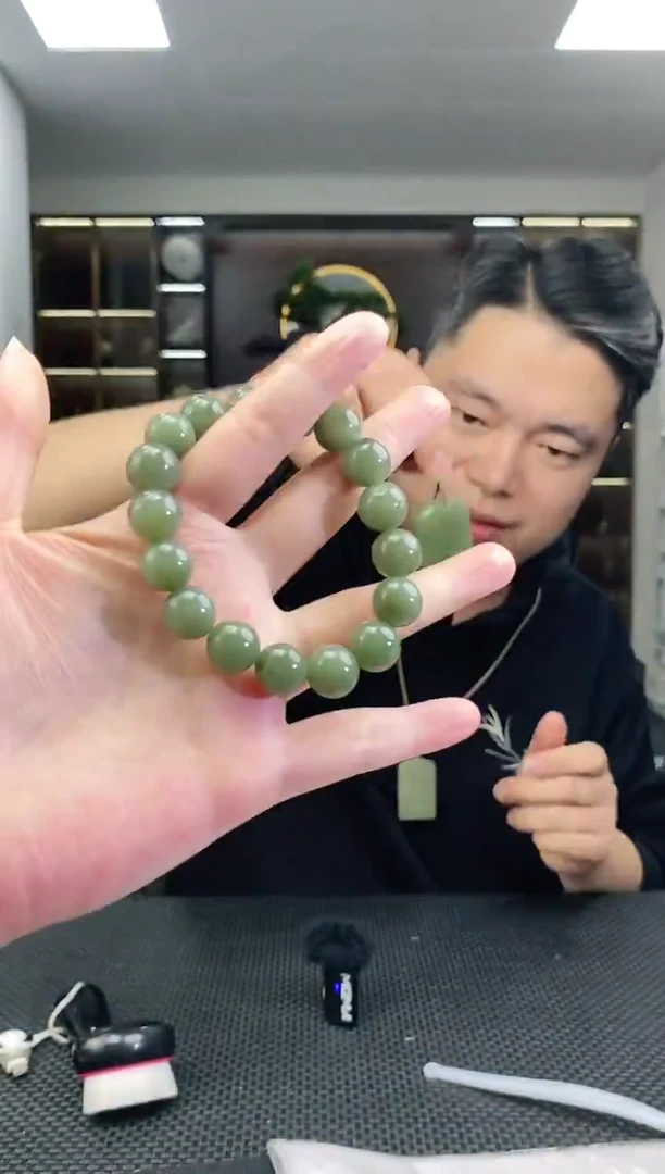 颈饰未镶嵌和田玉圆珠卡12手串清货4