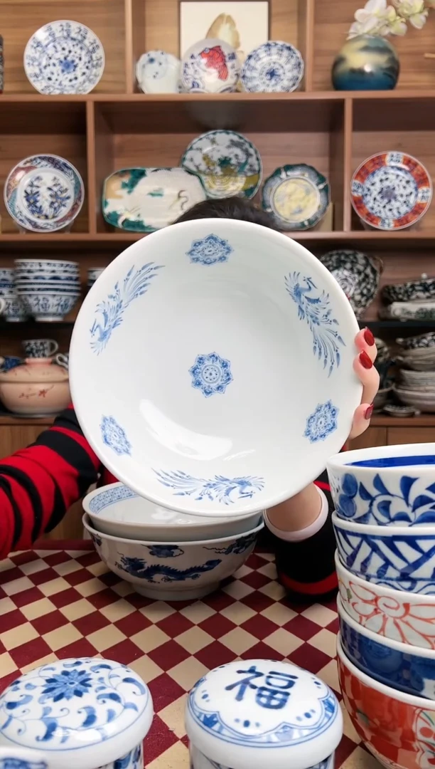 【闪购商品】瓷片间取牡丹 20cm拉面碗