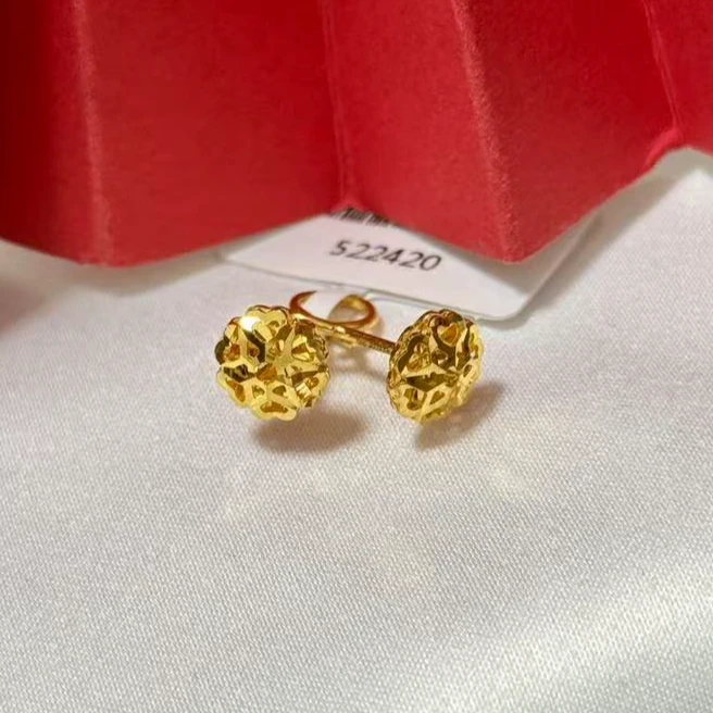 【小鹏黄金】足金999星星爱心耳饰5G工艺1.74