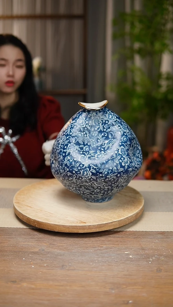 【闪购商品】陶瓷花器青花瓷芙蓉花大肚