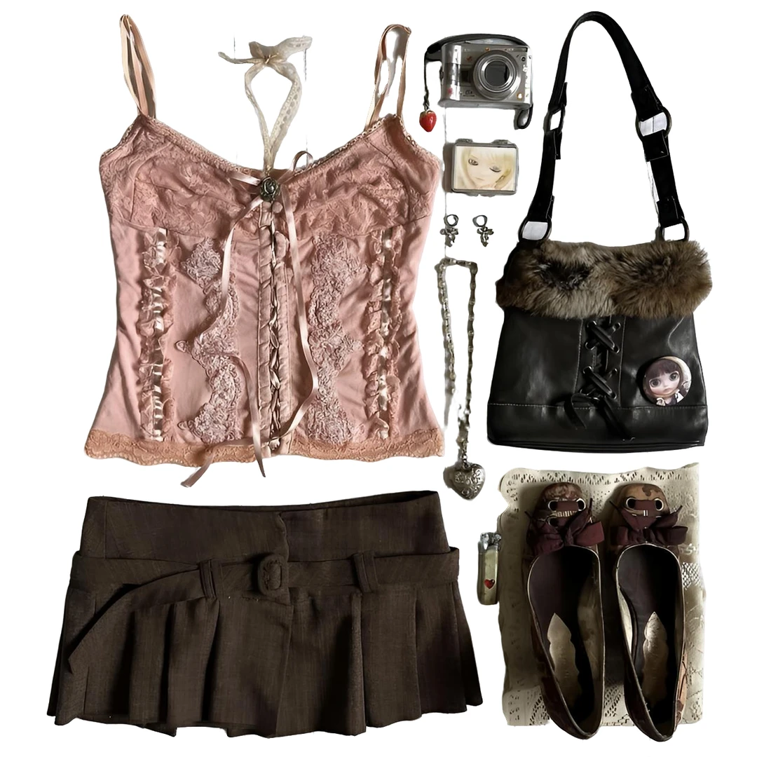 【19~39】日制古着吊带奈奈风背心y2k古早味日系甜美多巴胺Vintage