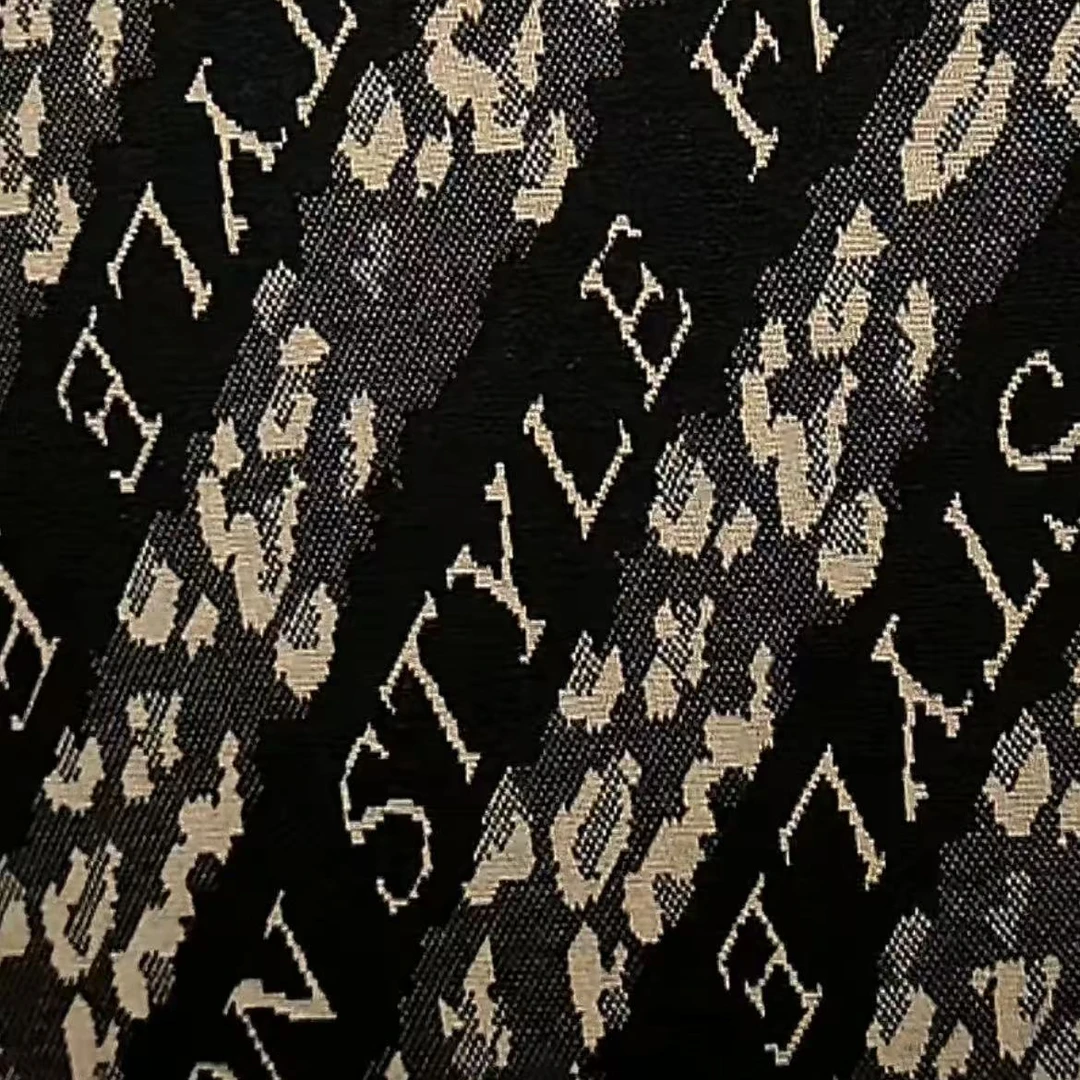 黑底字母条纹弹力针织秋冬时尚面料（不支持7天无理由）