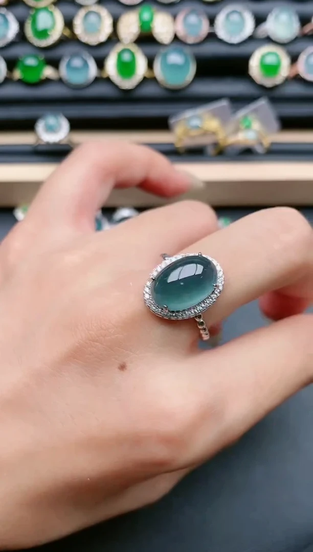 翡翠戒指银S925镶嵌1111111