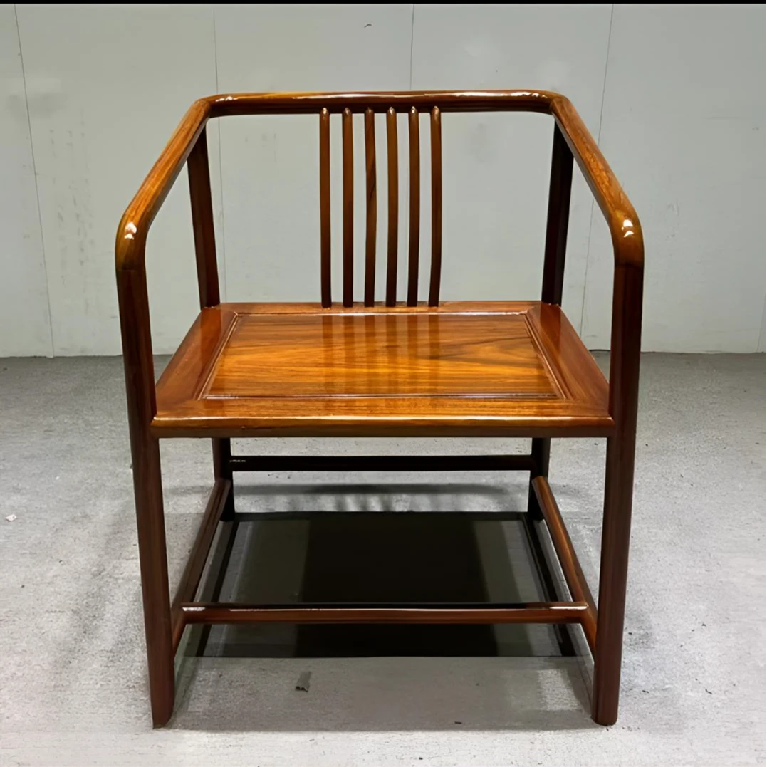 进口绿心檀全实木禅椅茶桌茶台靠背椅休闲椅侘寂风喝茶专用椅