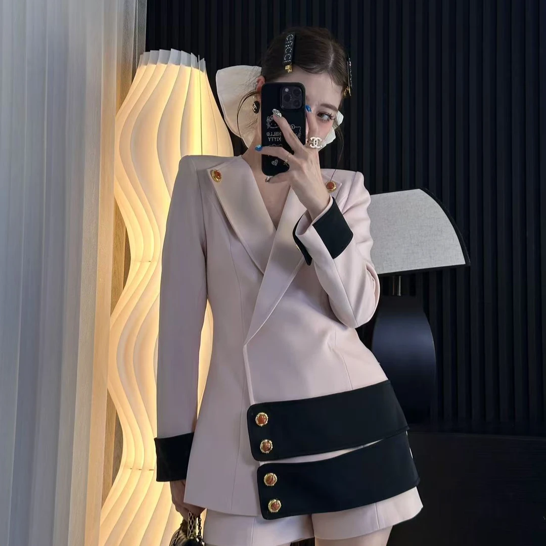 TongTong女系 气质女神贵粉色西装修身套装 时尚炸街气质型必备